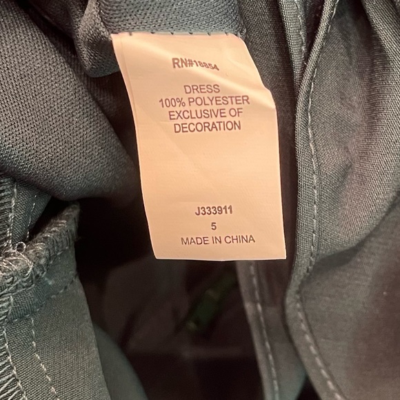 Dear Moon Sleeveless Square-Neck Tie-Back Ruffle-Hem Scuba Dress Green Size 5 - Picture 7 of 9